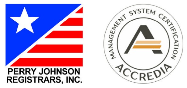 Certificazione ISO 9001:2015 rilasciata da Perry Johnson Registrars con accreditamento Accredia